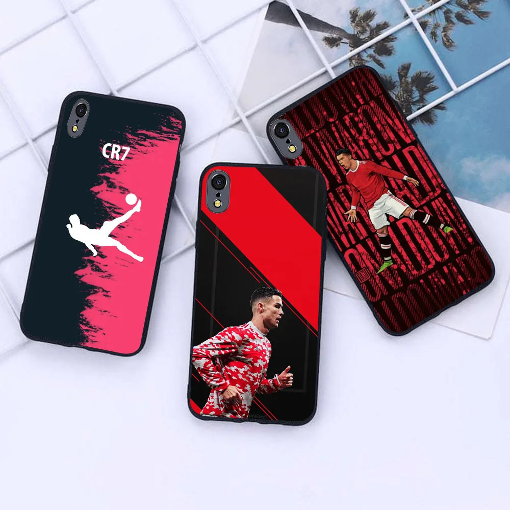 KK-15 CR7 رونالدو حافظة سوداء لهاتف آيفون 5 5s 6 6s 7 8 X XS XR SE 16E Max Plus