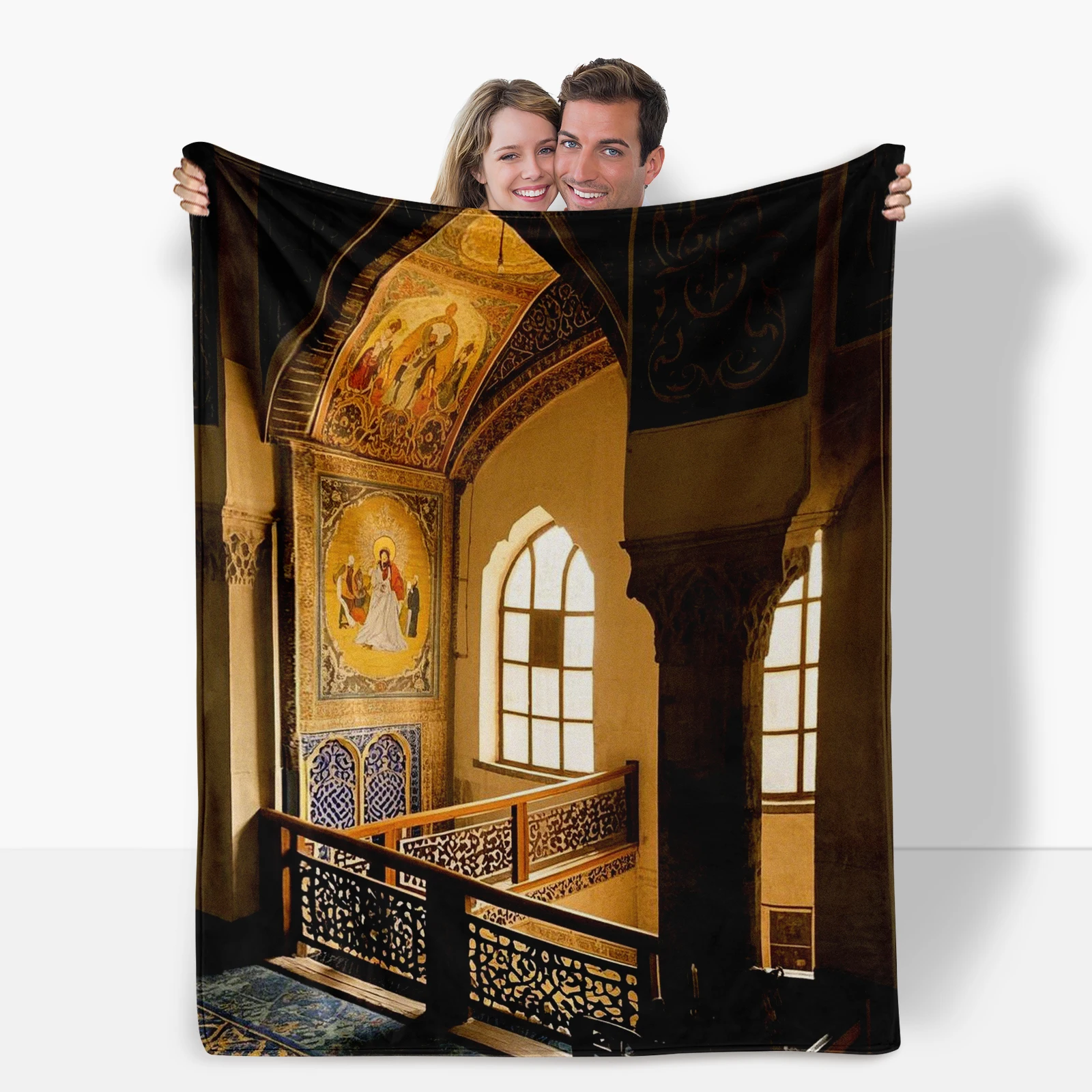 Mosque Interior Middle Eastern Ramadan Blanket Reverent Design Ideal For Loved Ones And Friends Kids