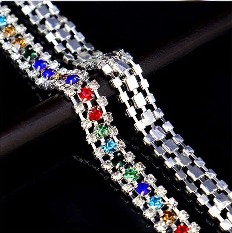 10 Yards Strass-Kettenbesatz, glitzernde Kristall-Diamanten, DIY-Basteldekoration, Kleidung, Party, Geschenk, Zubehör, Nähzubehör – Detail 10