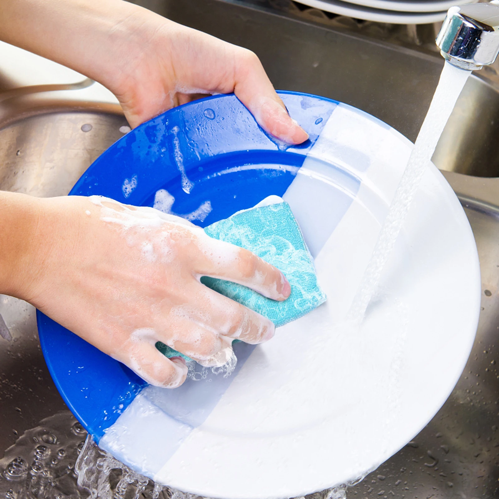 

10pcs Dishwashing Sponge Pad Strong Decontamination Cleaning Sponge Kitchen Scrubber For Pots Sinks Range Hoods