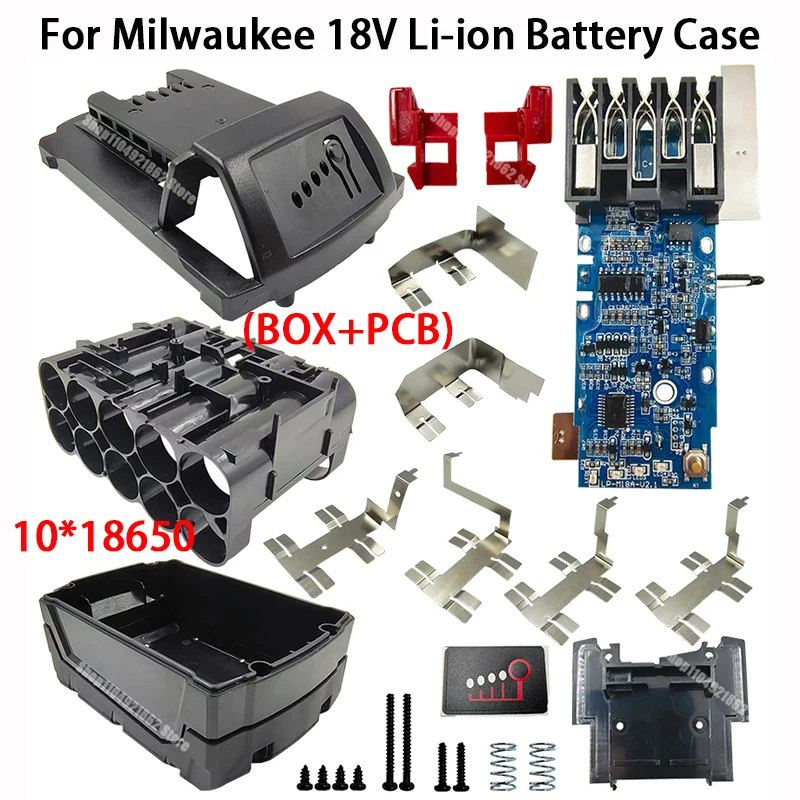 Power Tool Lithium Battery Case Storage Box PCB Protection Circuit Board for Milwaukee for M18 18V Li-ion Battery Shell Housings