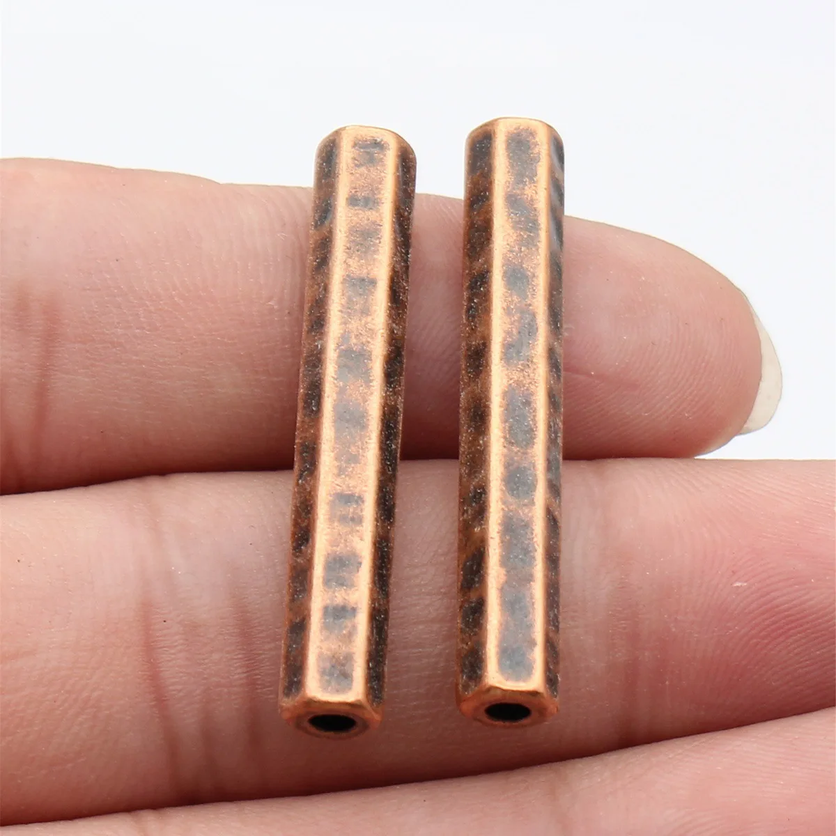 10pcs 40x6.5x5.8mm(1.57x0.26x0.23inch) 3 Colors Hammered Tubular Beads, Spacer Beads, Braided Beads Jewelry Making Accessories