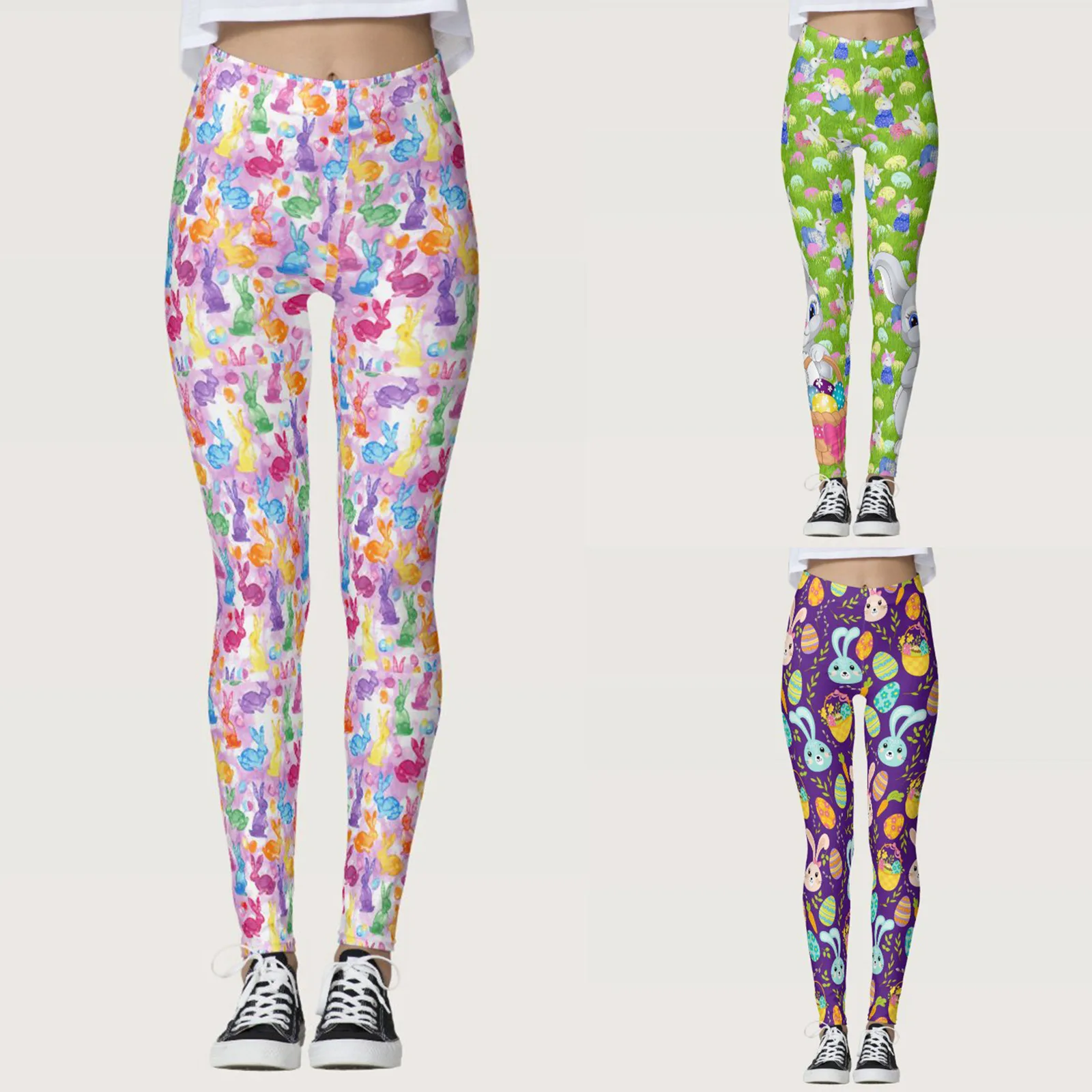 

Easter Day For Women Print High Waist Yoga Pants For Women's Leggings Tights Control Top Leggings High Waist for Women Pack
