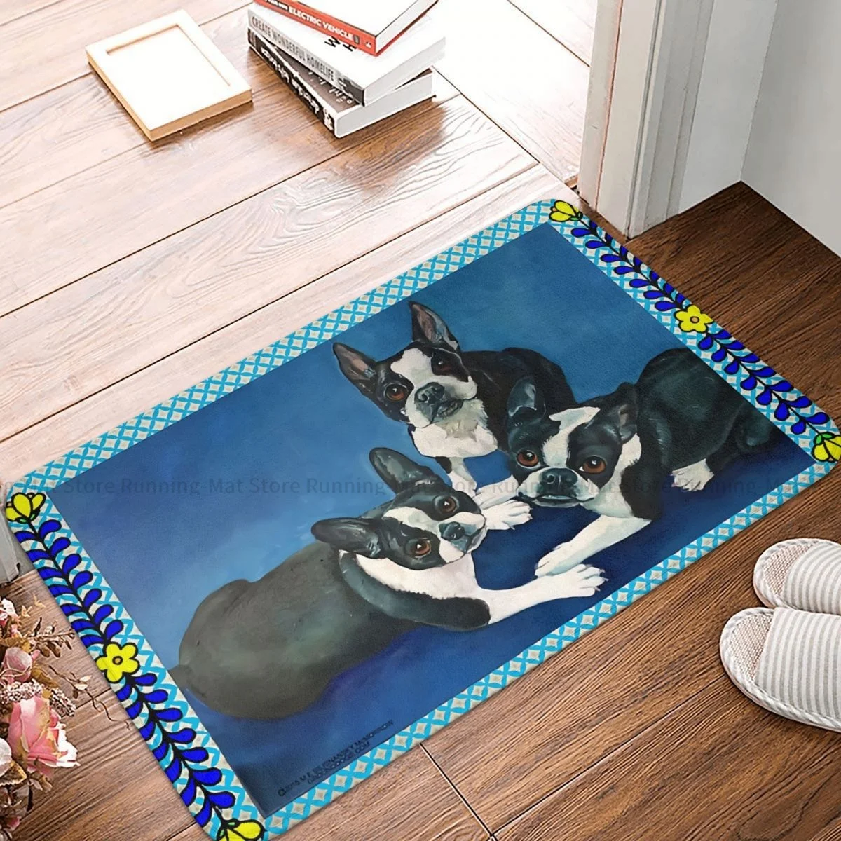 Dogs Design Non-slip Doormat Boston Terriers Living Room Kitchen Mat Welcome Carpet Indoor Modern Decor