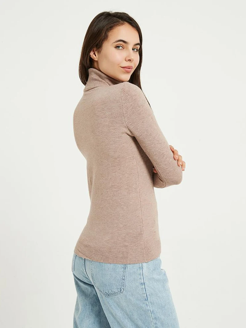 Wixra Knitting Sweater and Jumper Turtleneck Tops Pullovers Casual Sweaters Womens Long Sleeve All-match Elastic Sweater