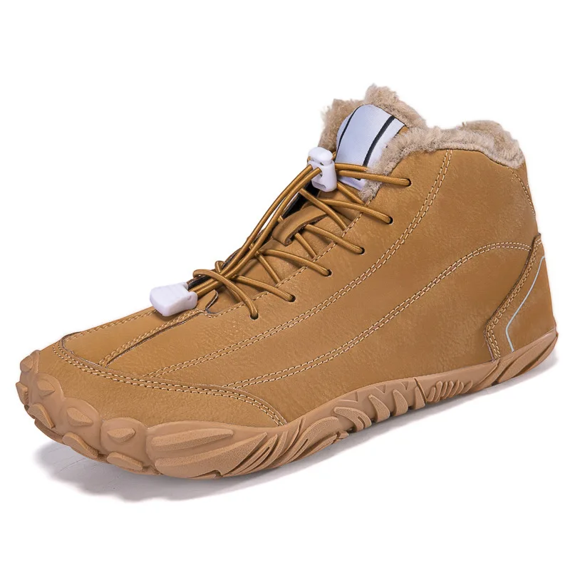 Botas de senderismo de algodón de caña alta para hombre, botas de nieve para invierno, con forro polar, cálidas, antideslizantes, impermeables, ideales para caminar al aire libre.