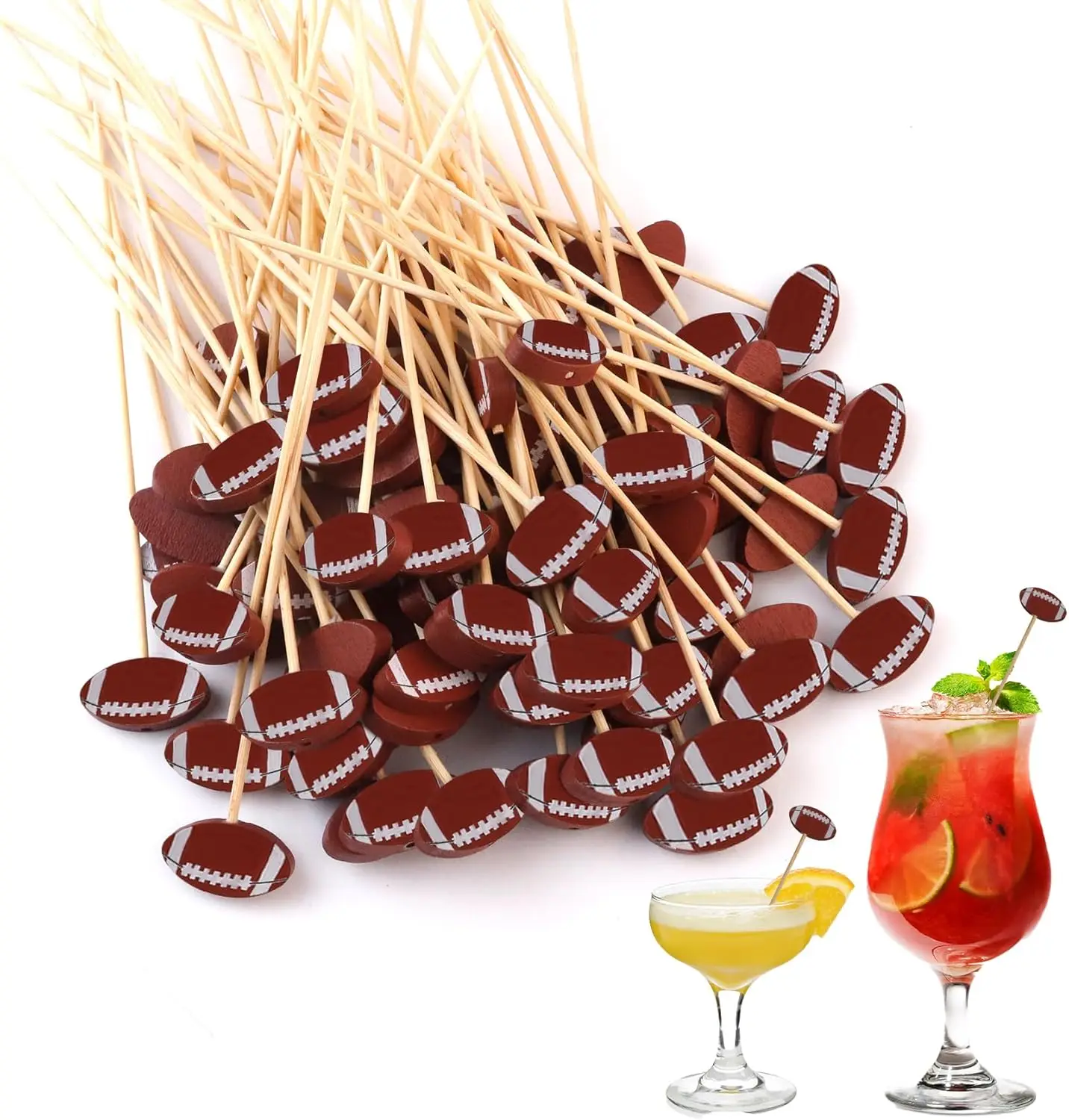 

Toothpicks, 100PCS Cocktail Picks, Superbowl Party Decorations, Toothpicks for Appetizers, Bamboo Food Sandwich Skewers Drinks D