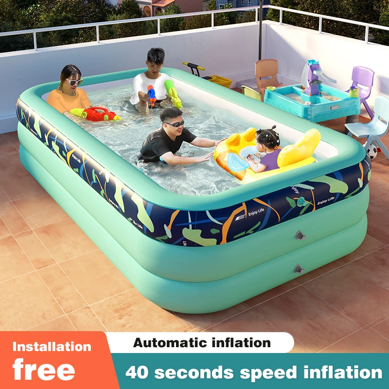 Grandes piscines gonflables pour la famille, piscine rectangulaire en PVC, baignade en plein air, cadeaux de fête des enfants, 2.6 m, 2.1m