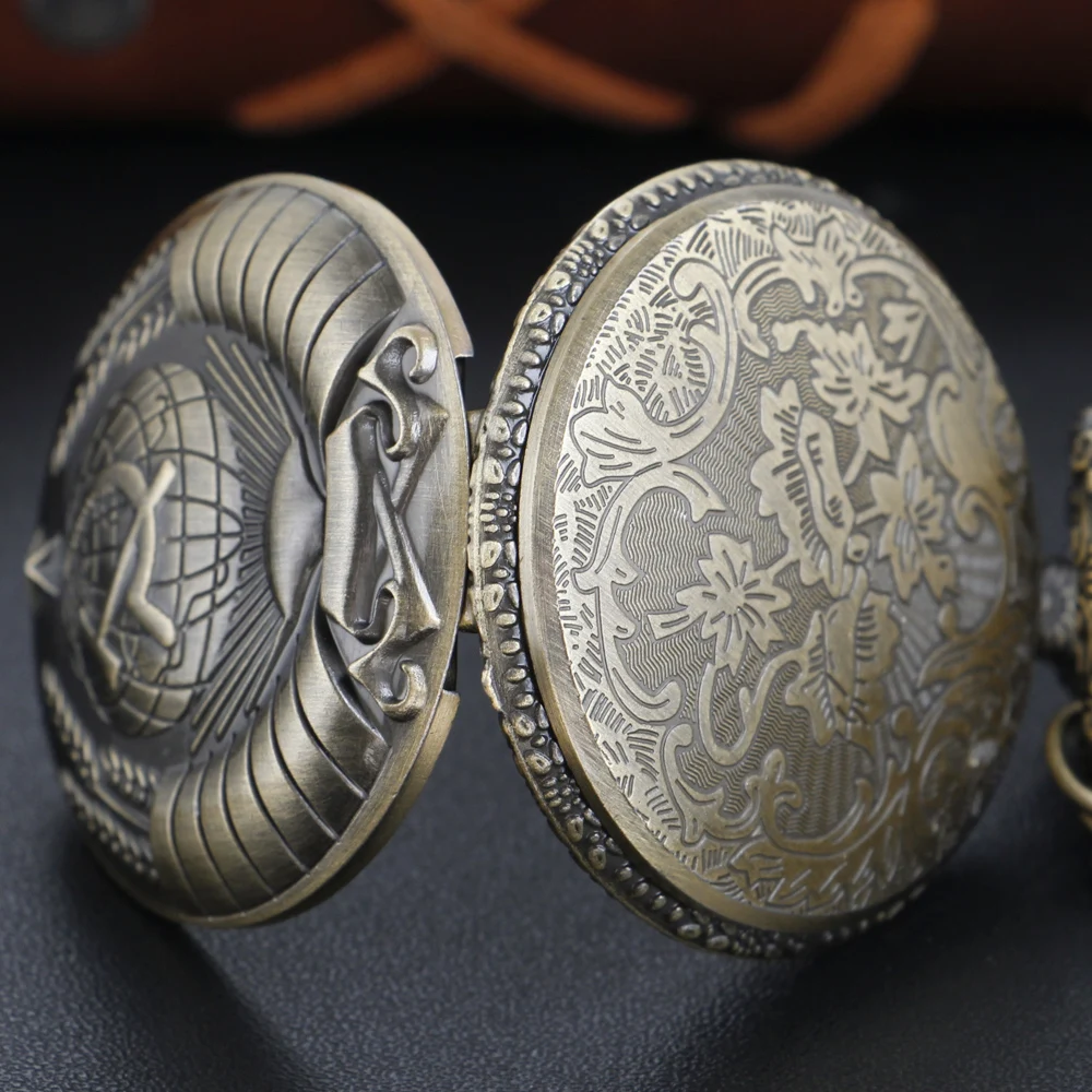 خمر البرونزية حزب شعار الوقت الأحجار الكريمة كوارتز ساعة الجيب الأزياء عنصر واحد قلادة قلادة أفضل هدية للرجال والنساء #6