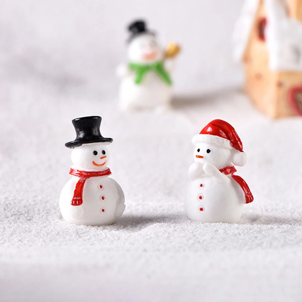 

10Pcs Mini Snowman Decorations Adorable Resin Figures for Christmas Tree Table Centerpiece Holiday Home Garden Display