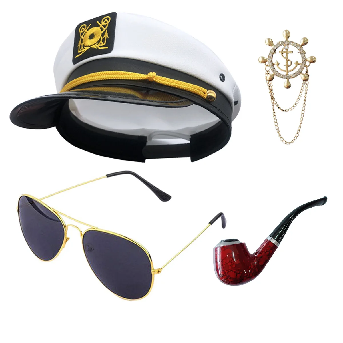 Festival Party Cosplay Marine-Kapitän Verkleidungs-Kostüm Zubehör Matrosen-Rollenspiel Hut-Set – Detail 8