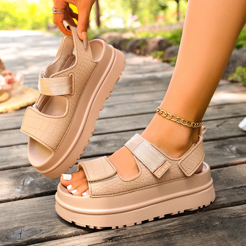 thick-soled-slip-on-ankle-strap-waterproof-platform-fashionable-multi-purpose-comfortable-anti-slip-breathable-women's-sandals