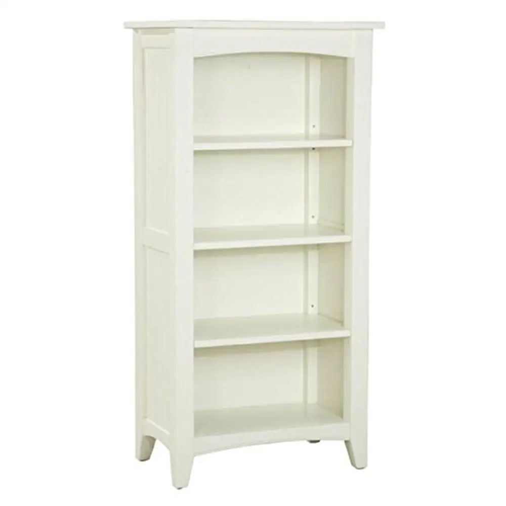 

Adjustable Durable Wood Bookcase 24"W x 14"D x 48"H Tiered Shelf Ivory Adult Office Floor Mount 4 Shelves 100 lbs/Per Shelf