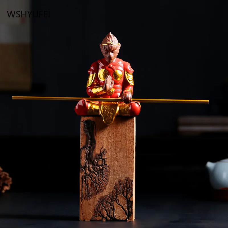 WSHYUFEI Ceramic Sun Wukong Character Statue  Modern art sculpture Home Living Room Loft Crafts Gift battle god monkey statue