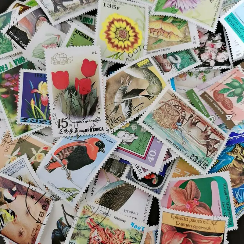 Lot 200pcs Animals and plants Topic Original Stamps with Postage Mark No Repeat Nation Stamp Good Condition