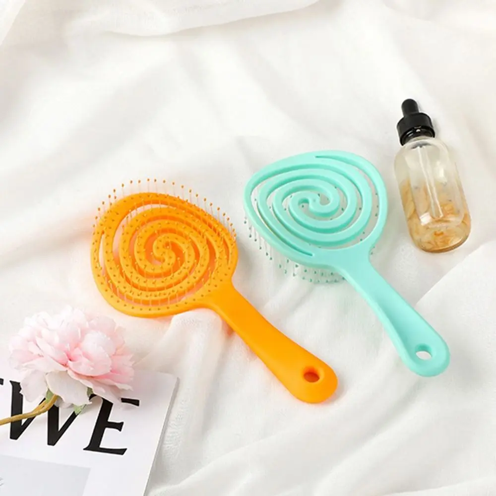 Macaron Lollipop Shape Barber Comb Mosquito Coil Shape Hanging Hole Solid Color Hair Brush Salon Vented Scalp Massage Comb