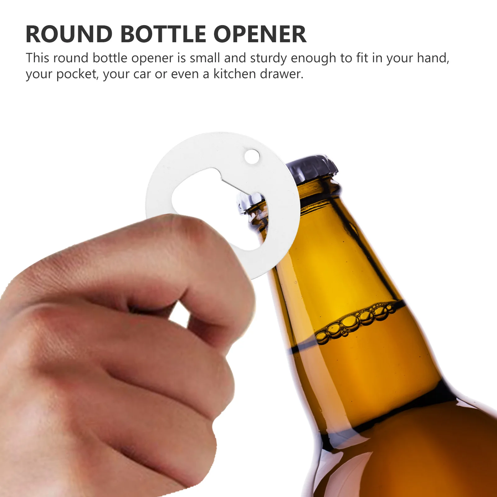 

15Pcs Round Metal Bottle Opener Strong Polished Beer Lid Remover Keychain Pendant Home Travel Use Creative Bottle Opener
