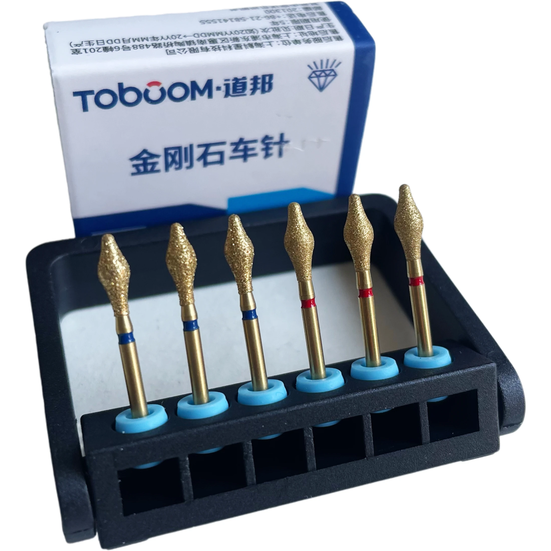 Набор из 10 зуботехнических боров Toboom для препарирования и вставки вкладок и накладок из фарфора и сплавов, EX-08/08F, стоматологический материал