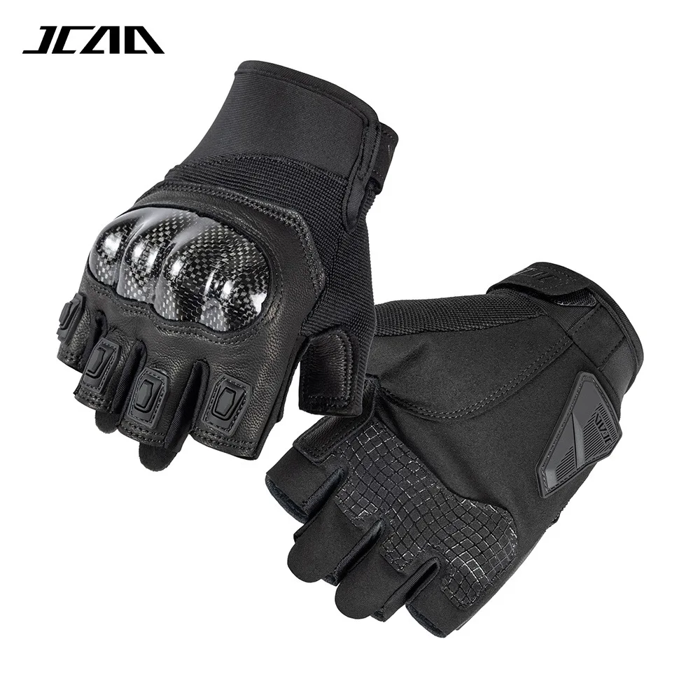 JCAA Motorcycle Half Finger Gloves Carbon Fiber Knuckle Touchscreen Riding Gloves Anti Slip Motocross ATV Gear