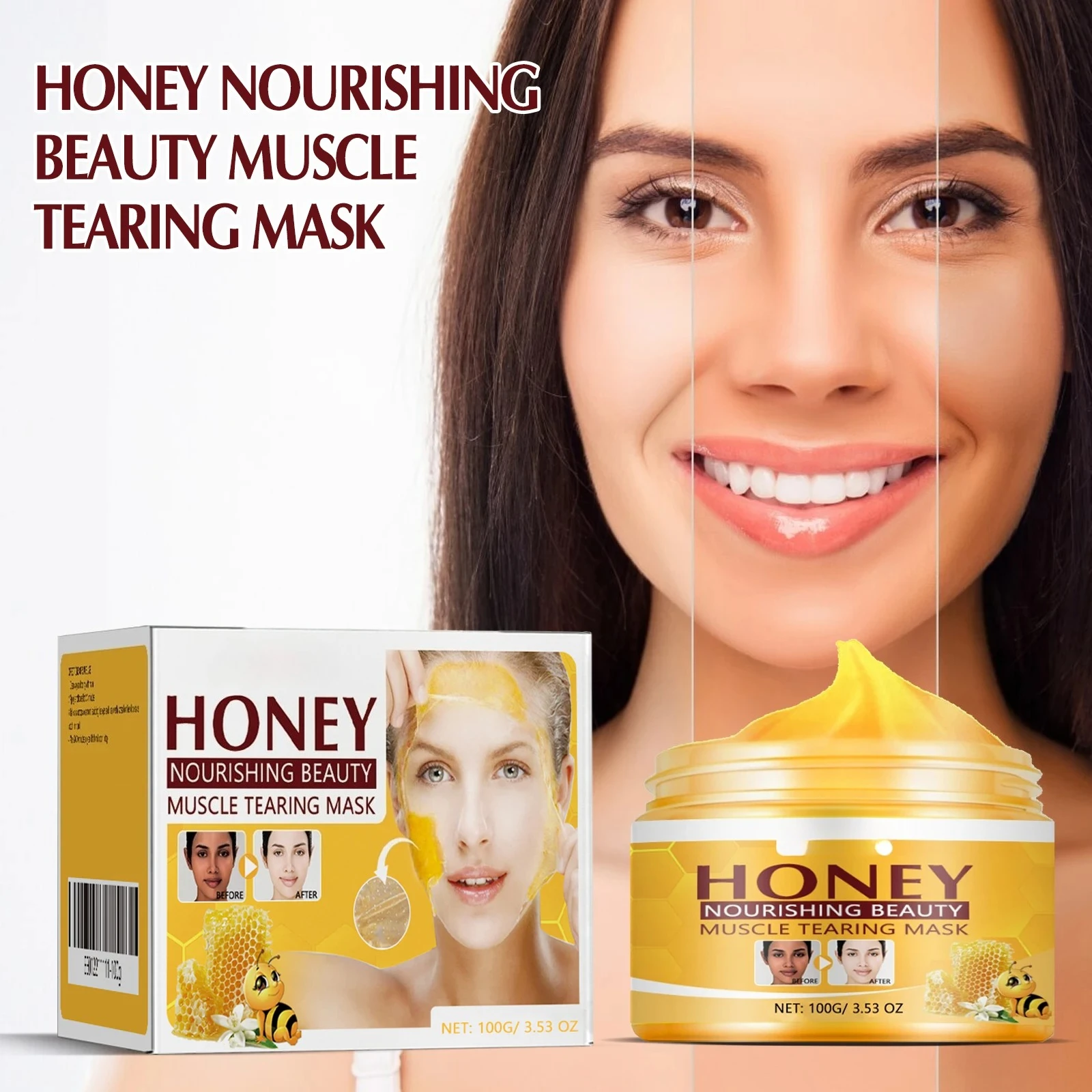 Mascarilla Facial Desprendible con Miel, Hidratante y Nutritiva, Cuidado Diario de Hidratación Profunda, Crema de 100g para el Cuidado Facial Femenino