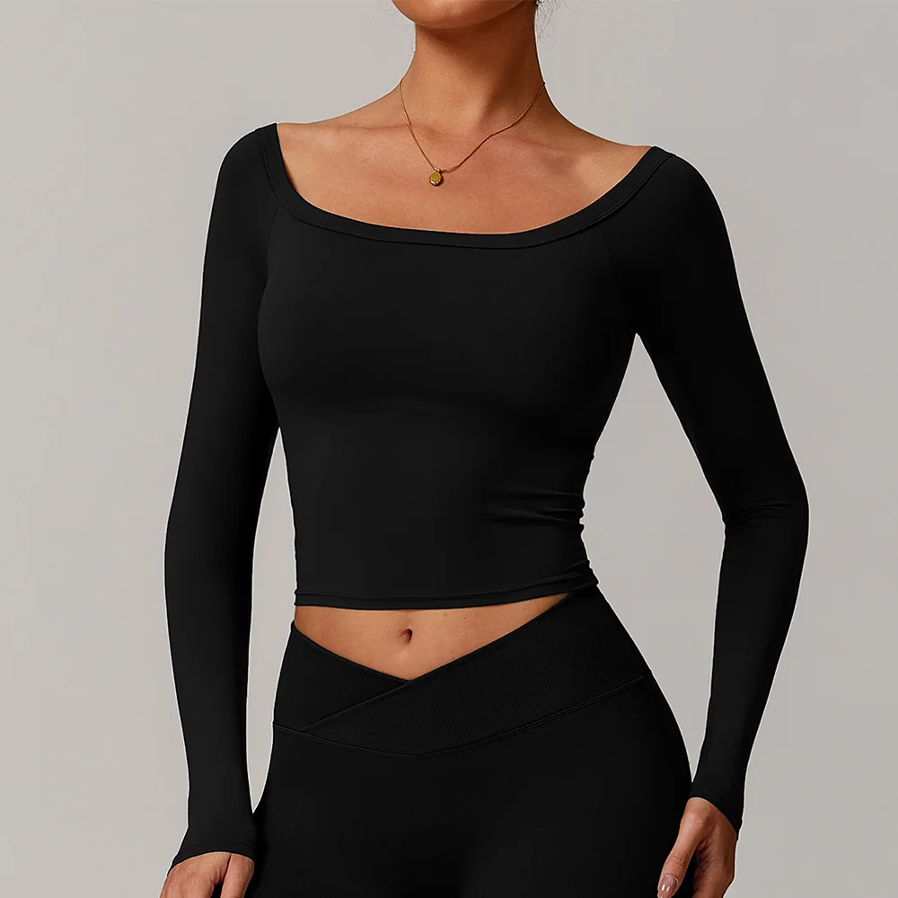 Sports Long sleeved Women Gym Fitness Yoga Shirt Outdoor Running Wear T-shirt Long sleeved Push Up Workout Single Piece Top