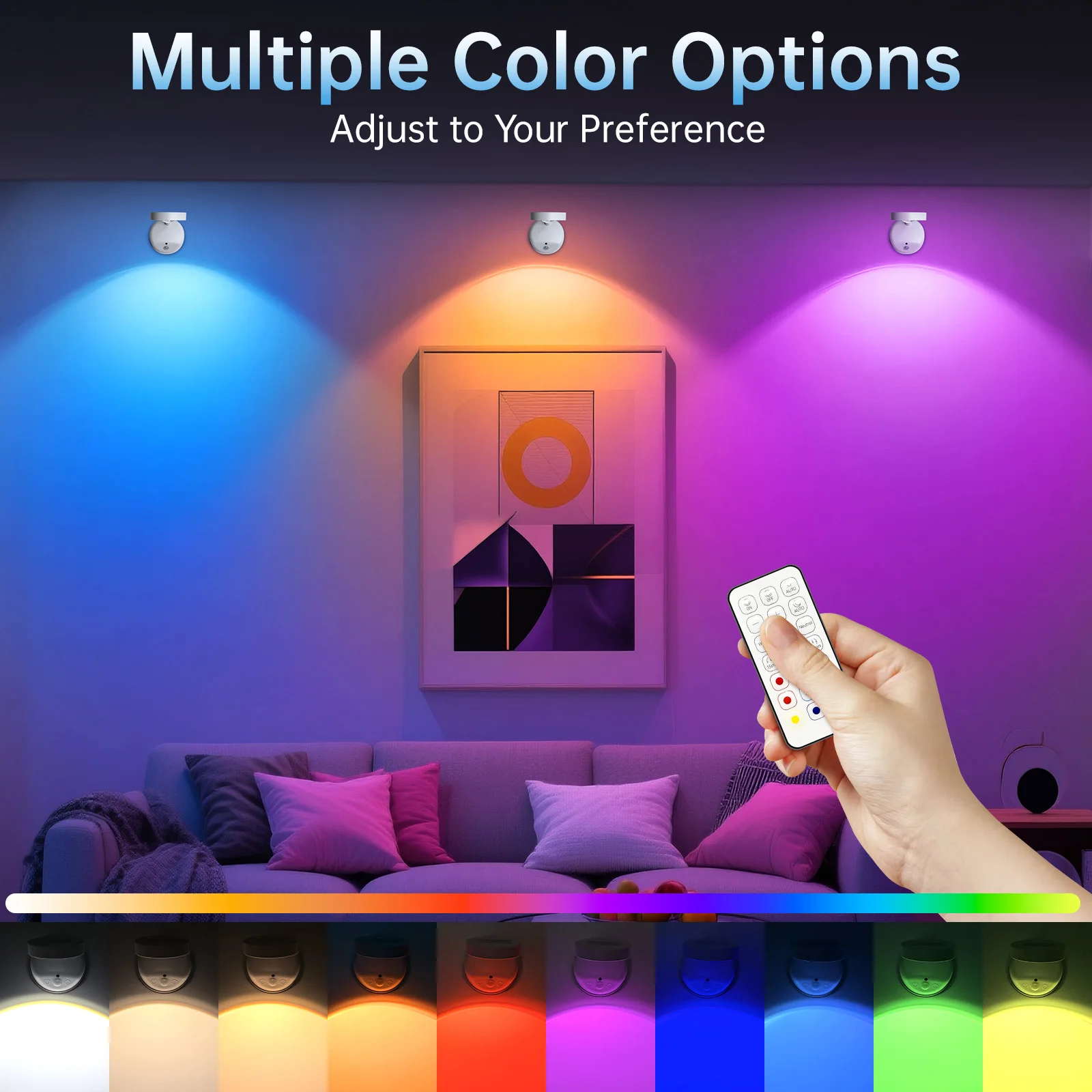 Obrázek 3: RGB hnutí senzor zeď lehký dobíjecí magnetický LED zeď lampa 16 barvivo stmívatelné daleký pro schodiště ložnice předsíň dekorace