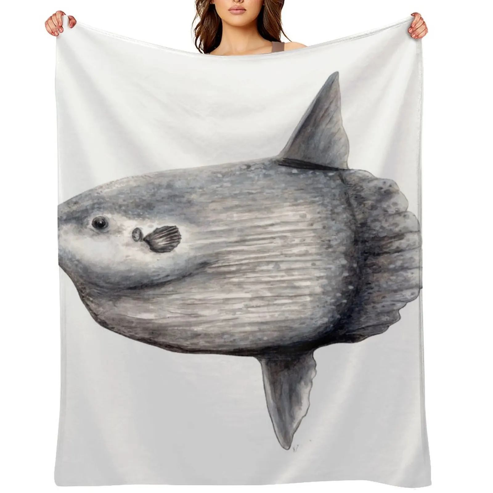 

Ocean sunfish (Mola mola) Throw Blanket Comforter Hair Flannel Fabric bed plaid Blankets