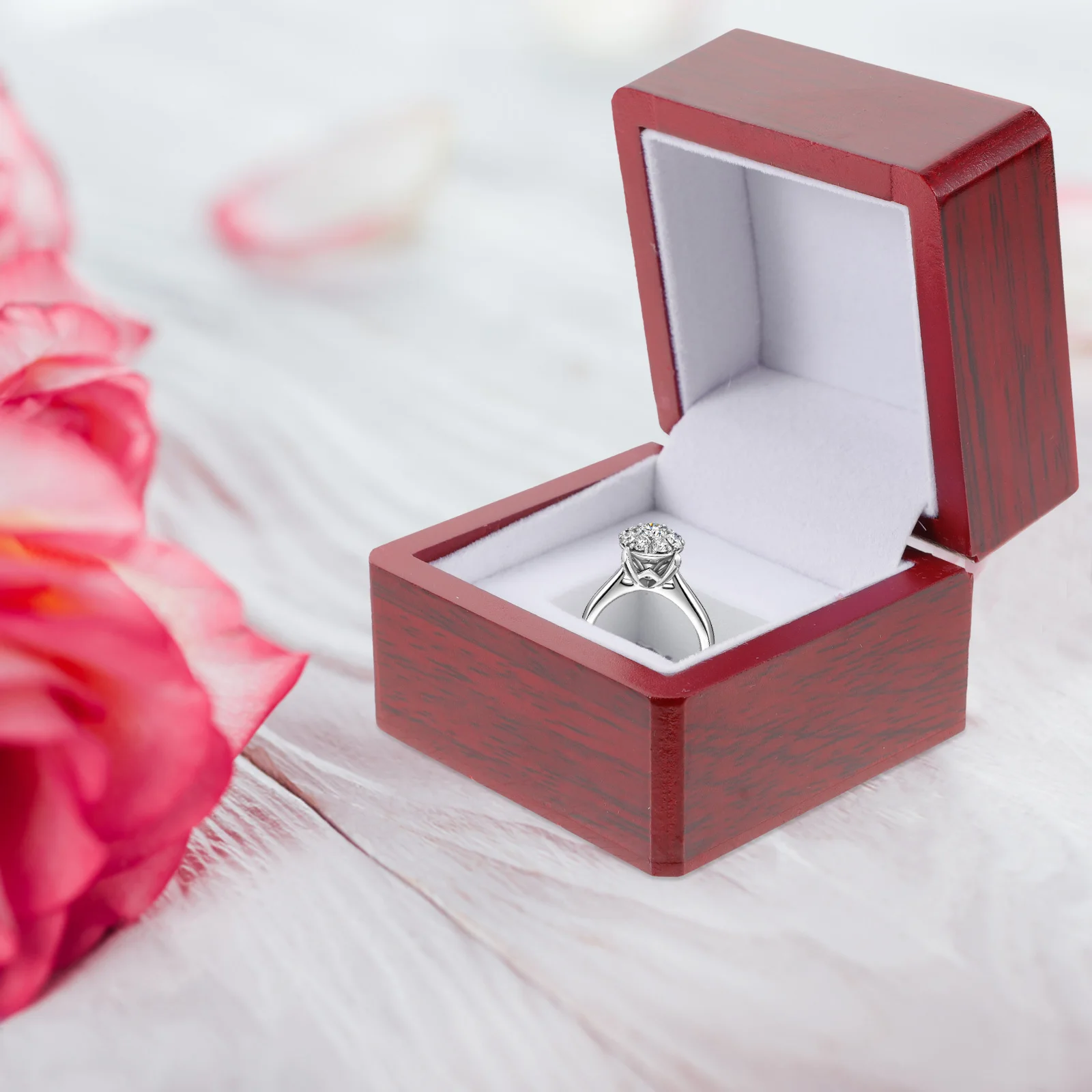 

Championship Ring Display Case Wooden Box For Engagement Wedding Proposal Small Ring Organizer Jewelry Storage Box Dust Proof