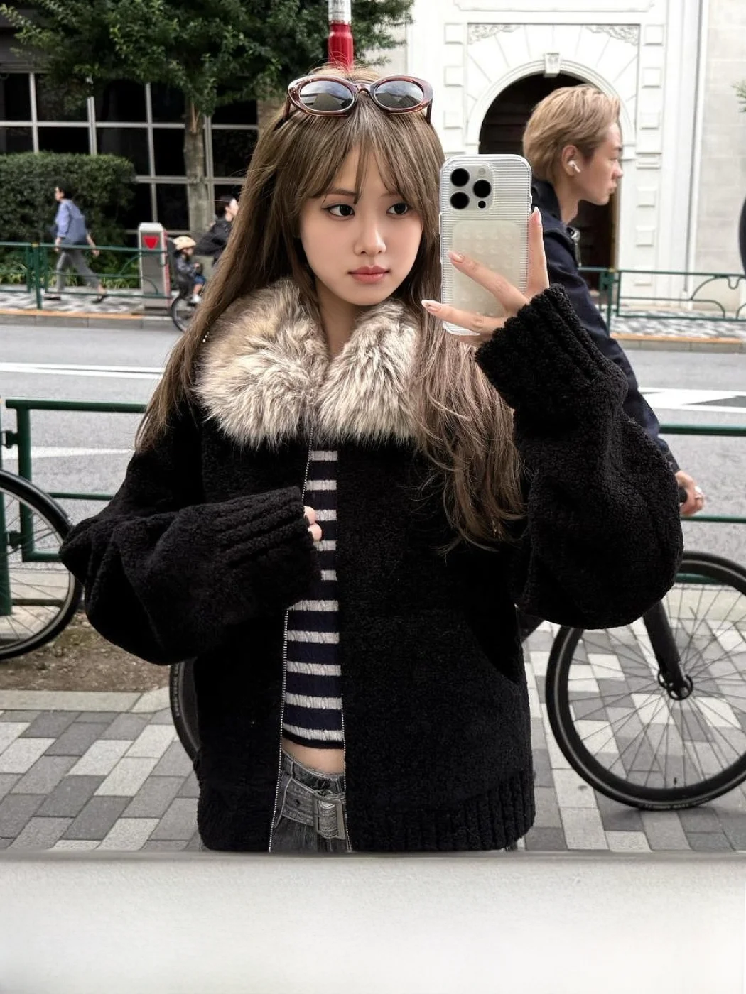 

MOXI Bla Lamb Fur Jaet 2025 New Small Particle Dyed Wool Collar Outerwear Warm Casual Sle Polyester Fiber Long Sve