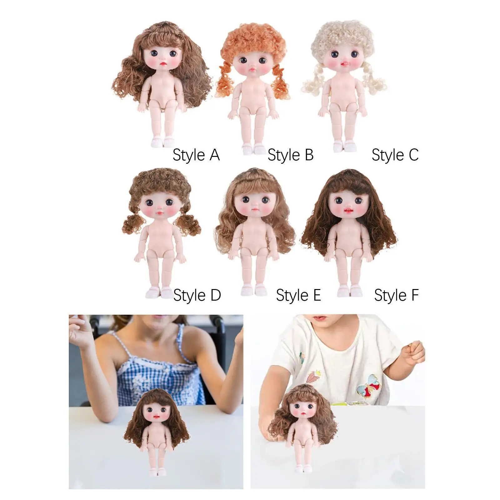21 cm BJD Mädchen Puppe DIY Spielzeug Glattes Haar Pretend Spielset 3D Augen Schön