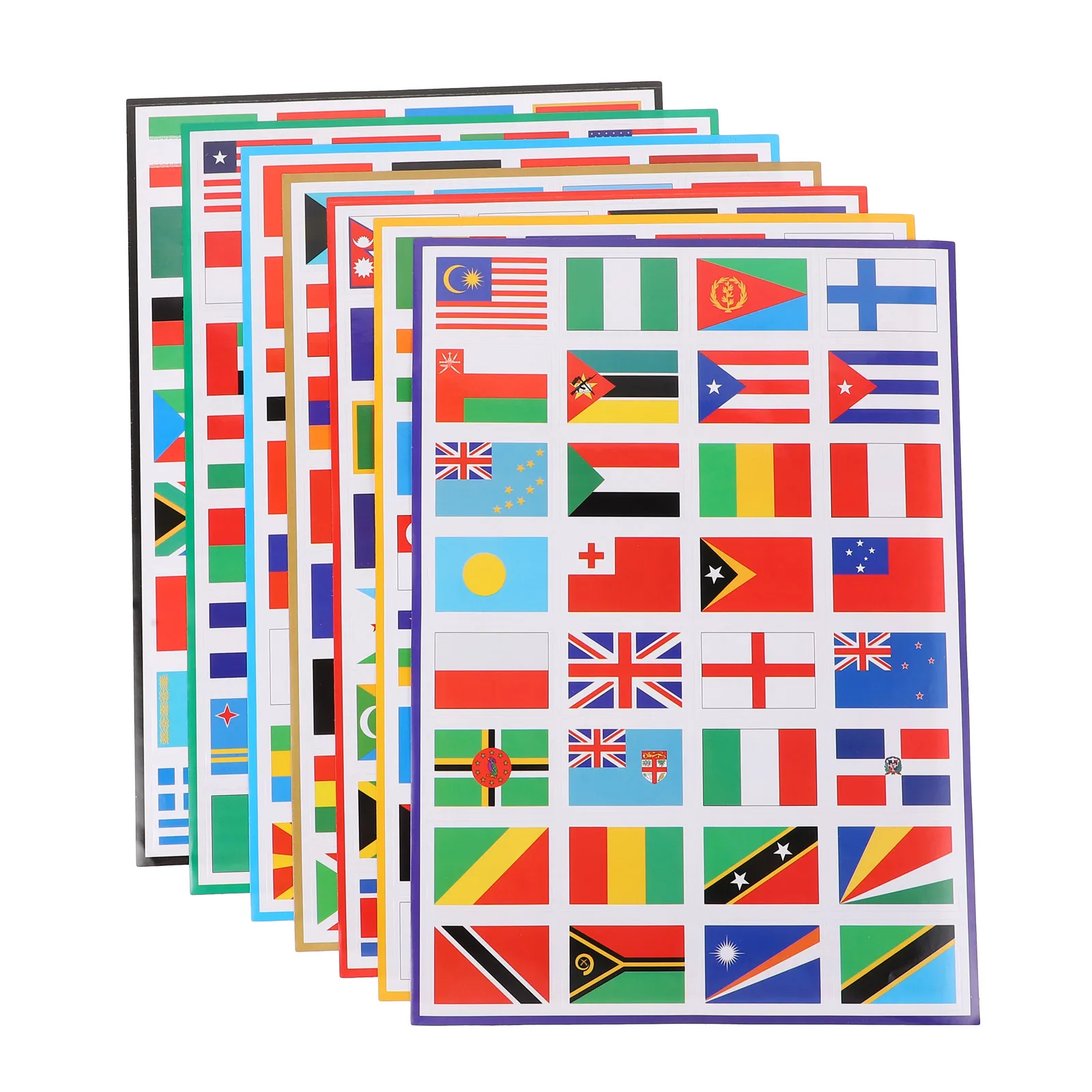 

224PCS/7Sheet Countries Flags Stickers Multi Territorial Maps Nations Patterns Face Travel Stickers Football Team World Cup