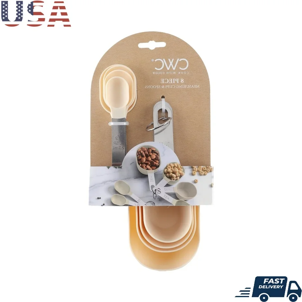 

Набор из 8 мерных чашек и ложек, необходимые кухонные инструменты, прецизионные кухонные инструменты для приготовления пищи, выпечки, можно мыть в посудомоечной машине, прозрачные маркировки, дизайн гнездования