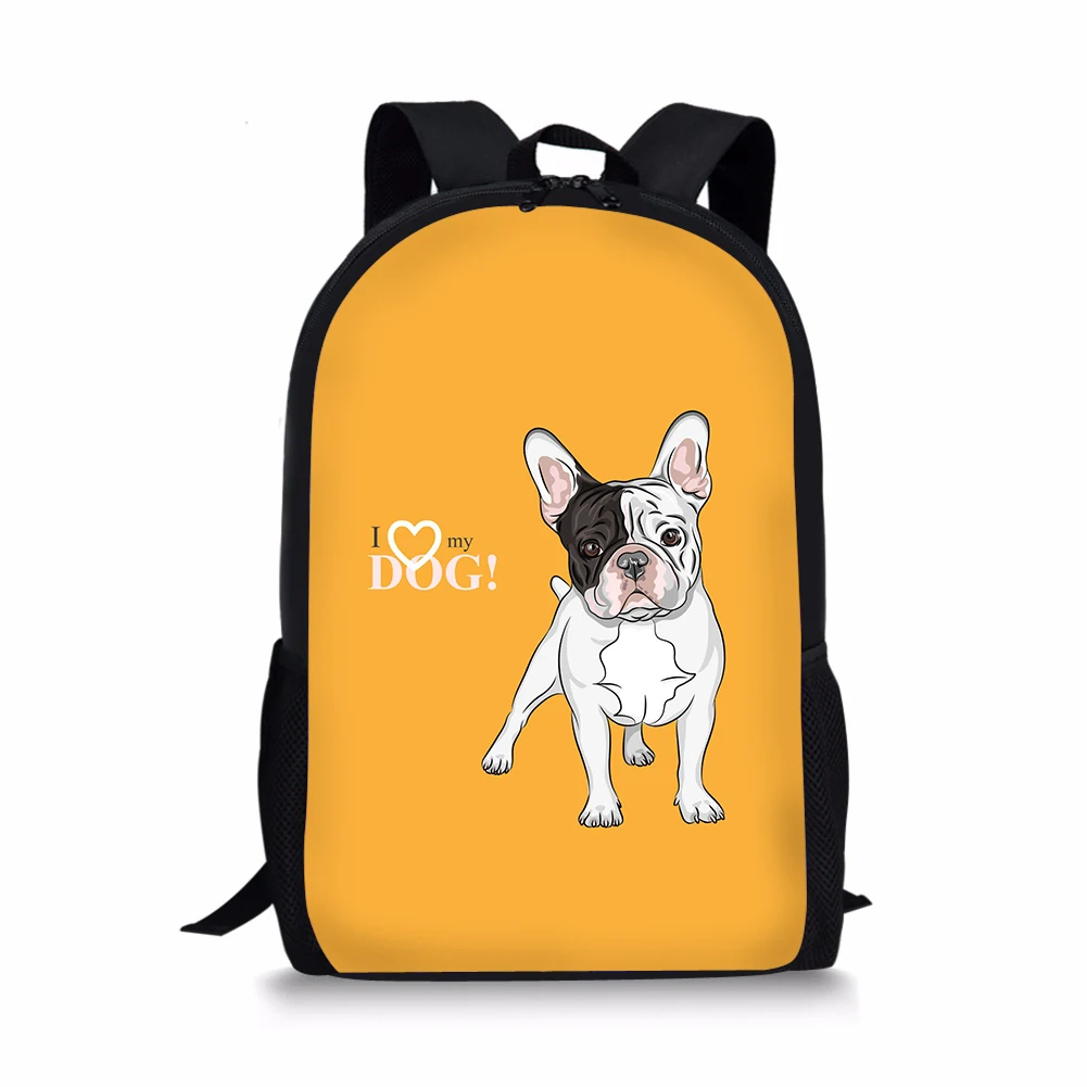 Cute Boxer Dog Print Bookbag, Designer Kids Backpack, Saco de Escola Infantil para Meninas e Meninos Adolescentes, Sacos de Livro Estudante, Mochila