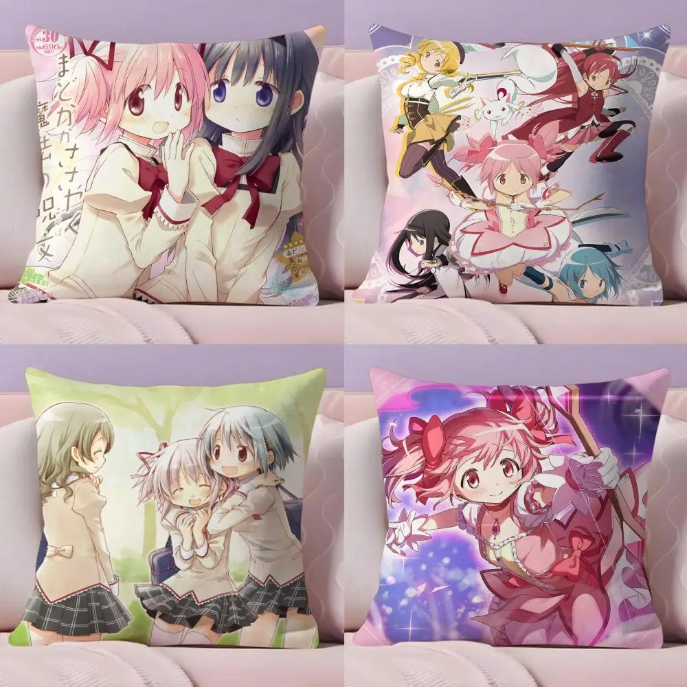 Cushion Cover Plush Fabric Soft Double-Sided Printed Sofa Warm Winter Home Gift Pillow Cover P-Puella M-Magi Madoka Magica