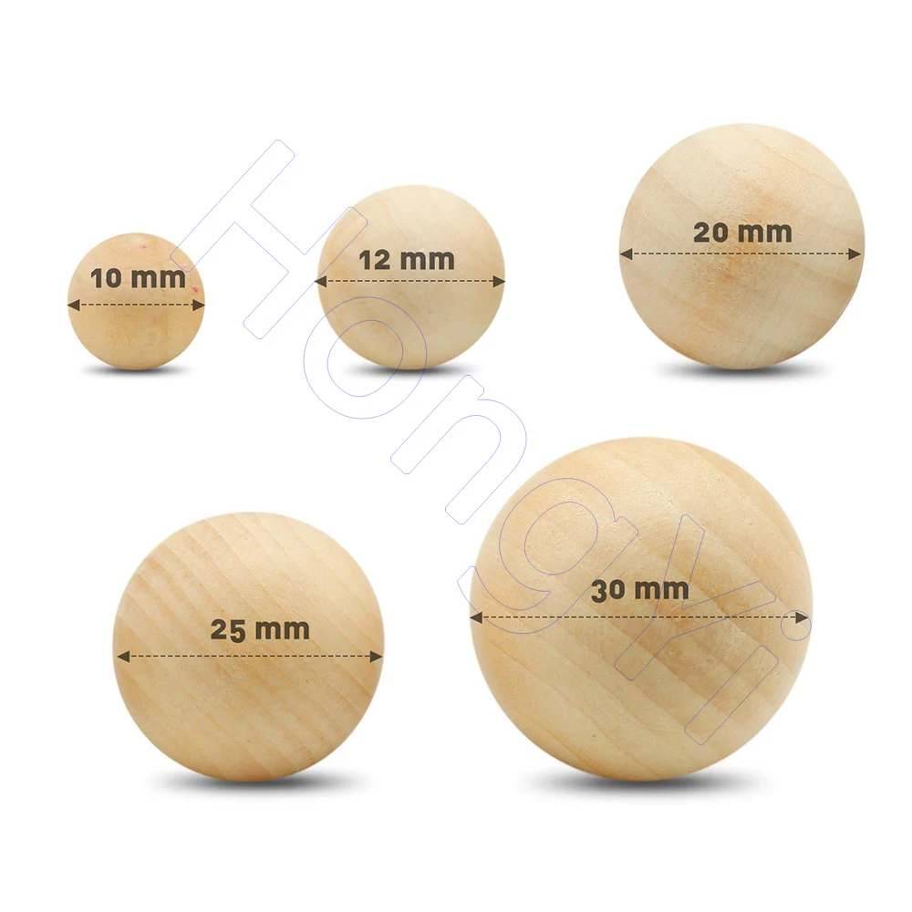 Round Wood Balls Unfinished Wooden Ball Natural Craft Beads for DIY Craft Projects Jewelry Making Arts Design 6  8 10 12 to 90mm