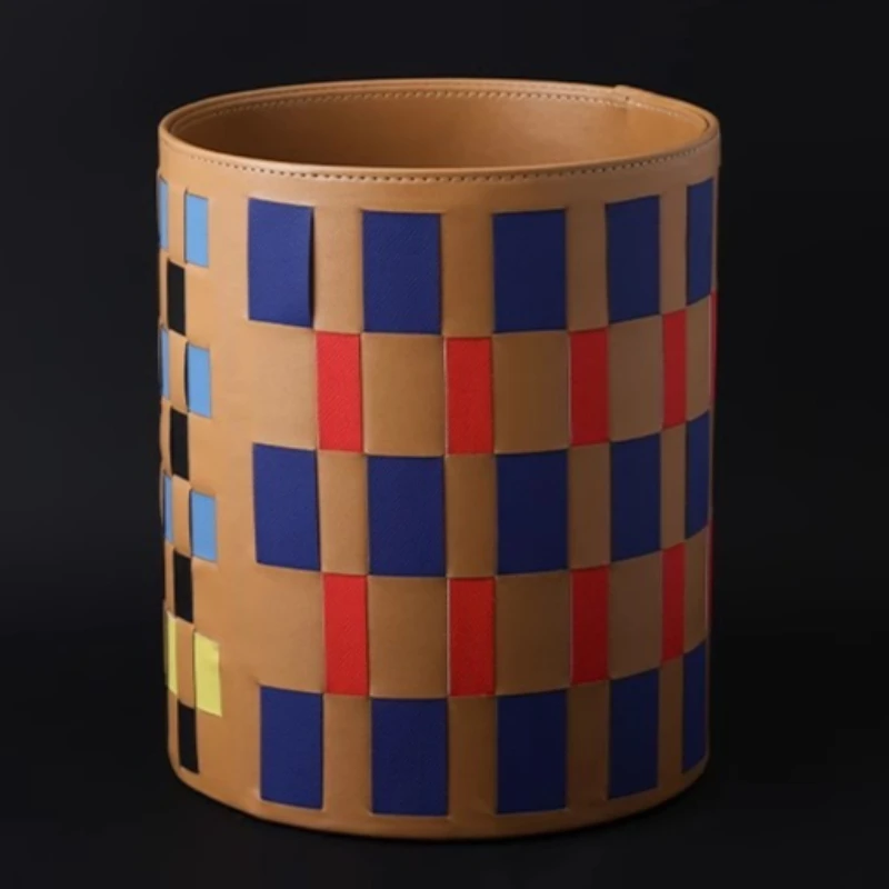 Colorful Leather Storage Boxes Living Room Storage Basket Creative Weaving Organize Bins Bedroom Multifunctional Organize Boxes