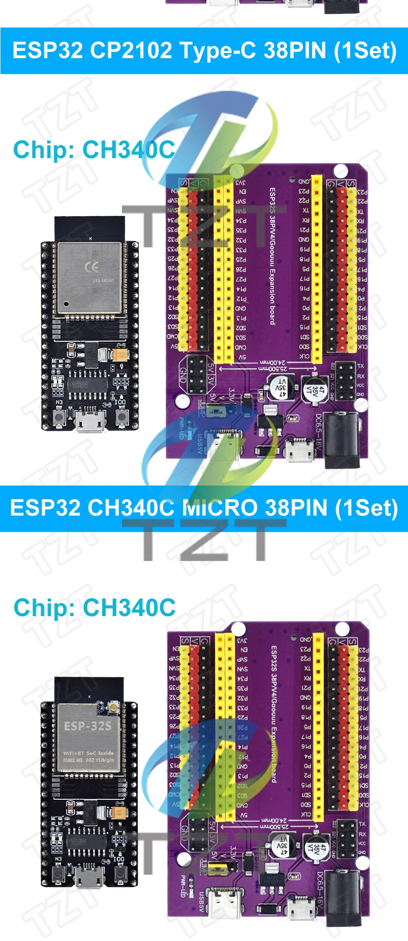 ESP32 Entwicklungsboard TYPE-C/MICRO USB CP2102 WiFi+Bluetooth Dual-Core ESP32-DevKitC-32 ESP-32 Erweiterungsplatine 38 PINs – Detail 7