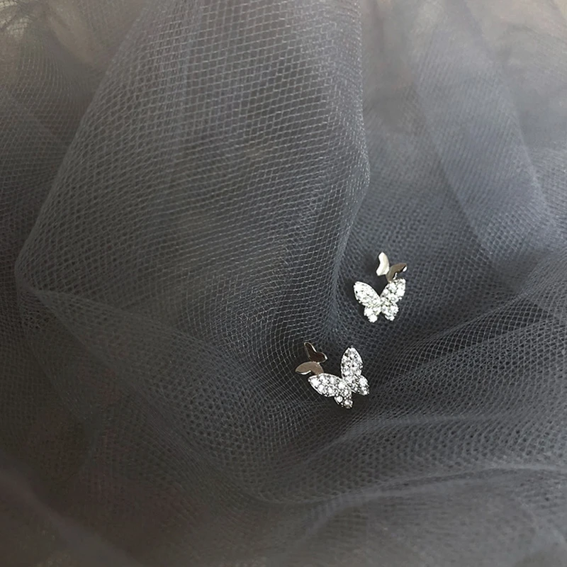 New Korean Style 925 Silver Butterfly Ear Clips For Women Sparkling Zircon Ear Cuff Clip Earrings Wedding Party Jewelry Gifts - view 3