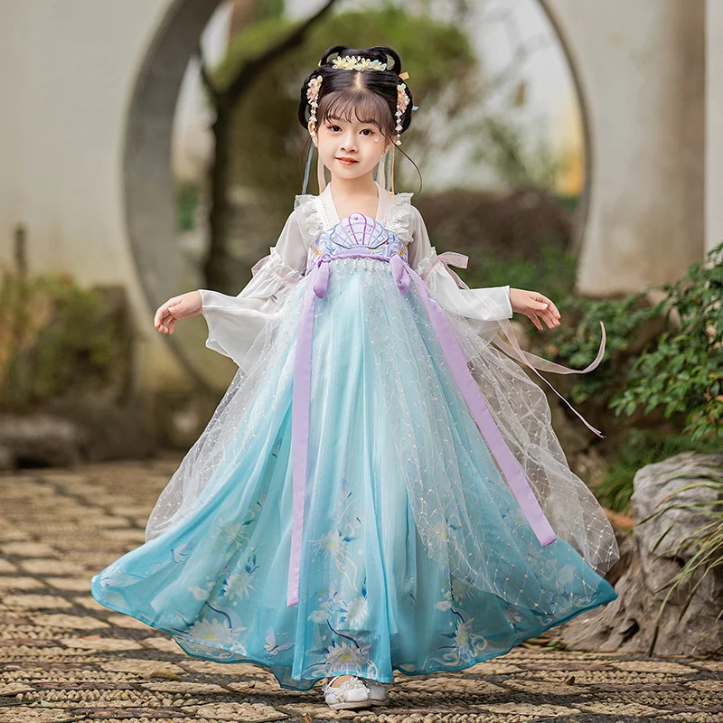 

Hanfu Girls 2022 Summer New Antique Super Fairy Dress Children's Ancient Suit High-end Improved Ru Skirt Thin