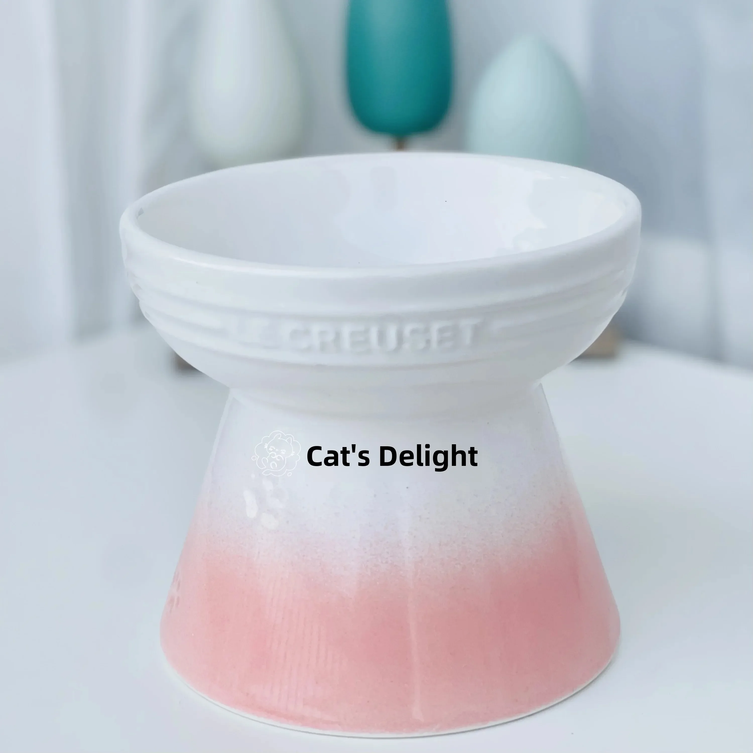 Cool Color Ceramic Pet Bowl High Footed round Mouth Water Bowl Feeding Tray Anti Flip Anti Black Chin for Cats And Dogs