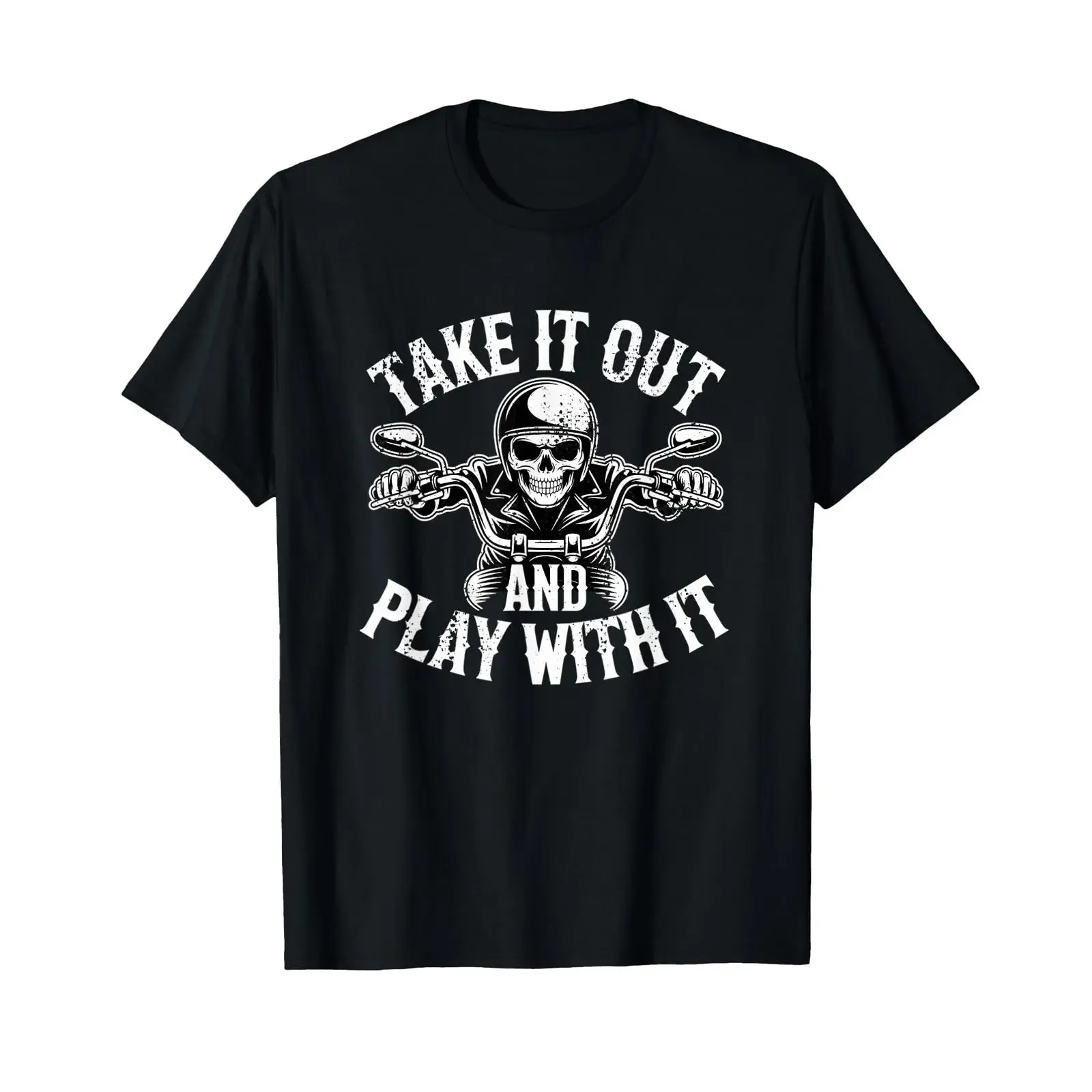 Take It Out and Play with Funny Biker Skeleton Vintage T Shirt vintage Washed graphic homme Stylish Stretched Breathable
