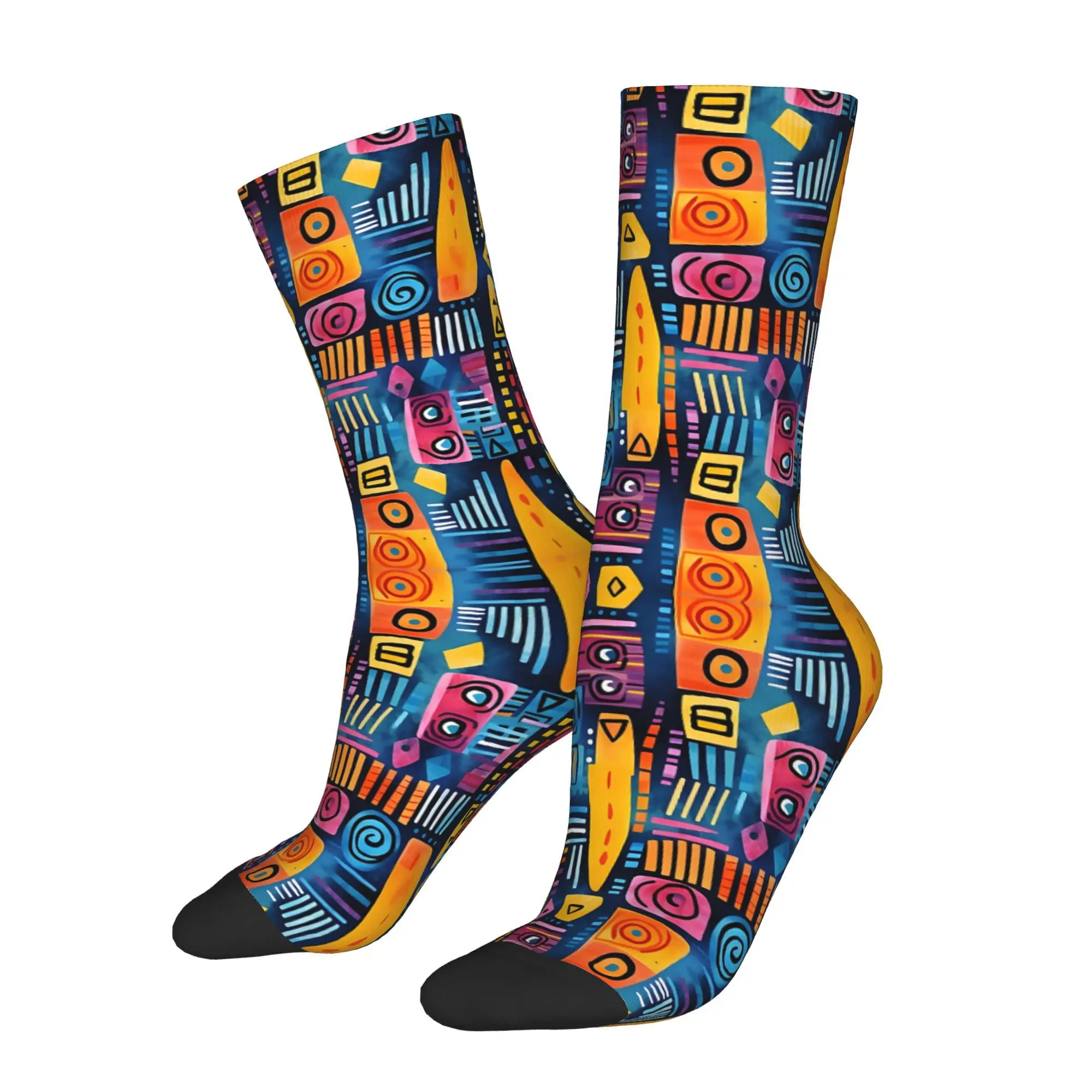 

Funny Happy Men's Socks African Style Vintage Harajuku Street Style Casual Crew Sock Gift Pattern Printed