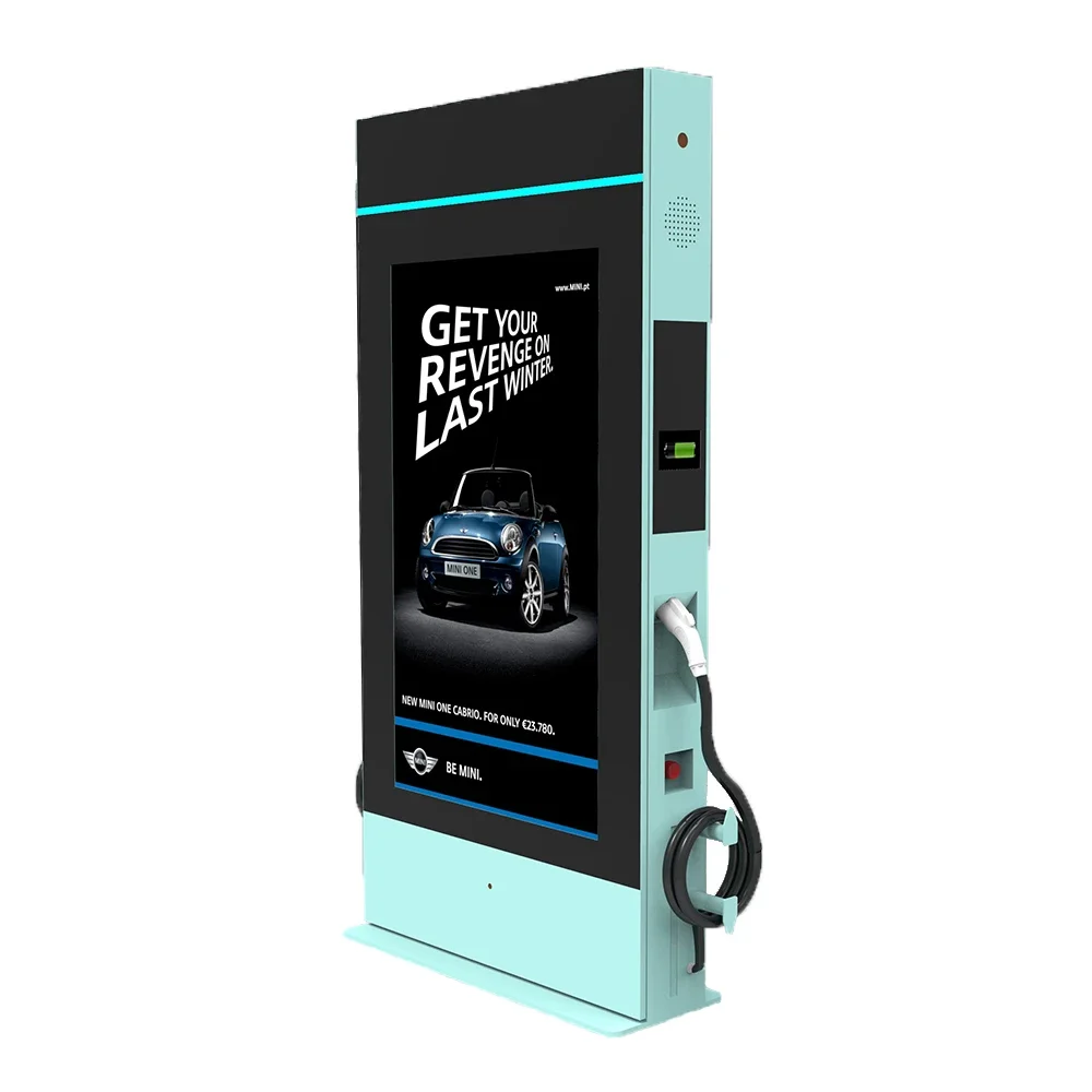 High Brightness Free Standing Electric Vehicle Charging Station Digital Kiosk