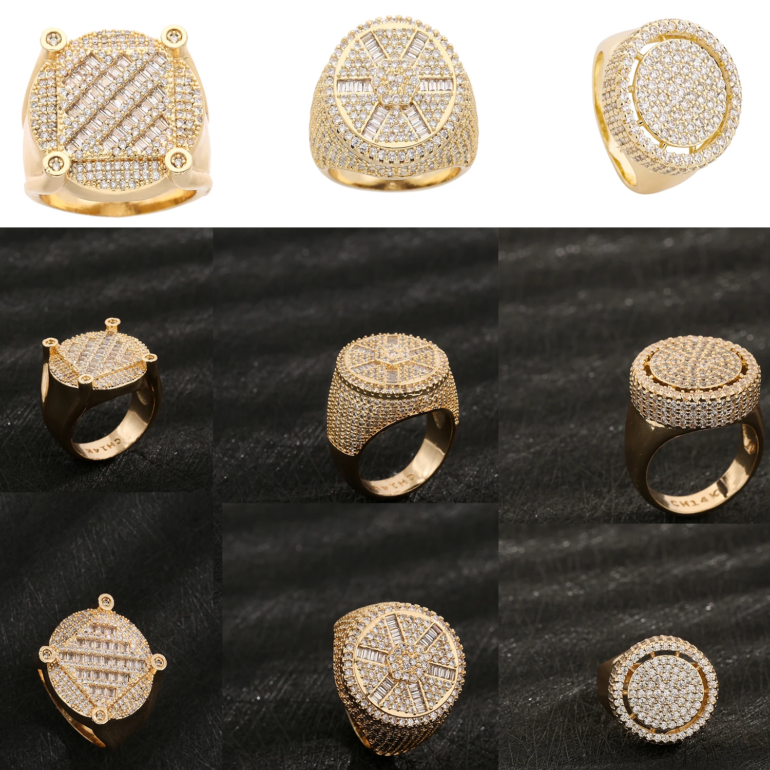 Rectangular Cuban Ring Set with Cubic Zirconia, Suitable for High-End Business Occasions, Elegant Men's Ring