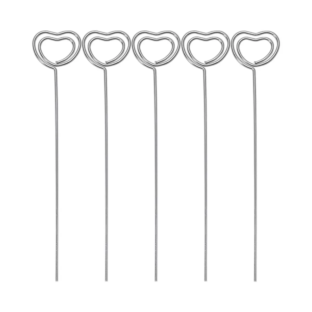 50Pcs Metal Memo Clip Holders Love Heart Shape Photo Paper Note Holder for Office Home Wedding Party Decoration Silver 1.2x120mm
