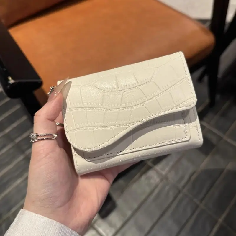 Korean Crocodile Pattern Short Wallet Multi Functional Card Bag New Fashionable High Beauty Female Foldable Multi Slot Wallet