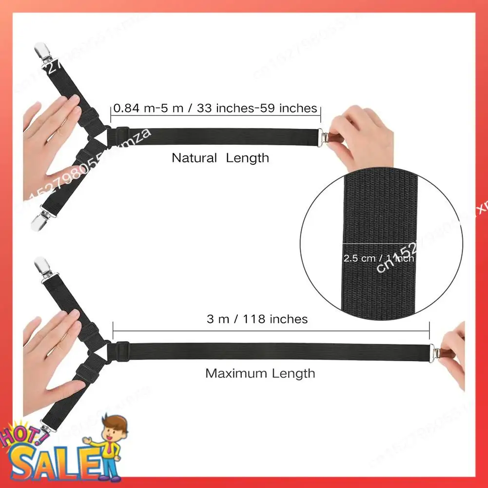 ABCL 2 шт. регулируемый эластичный держатель для подтяжек, ремни, зажим для простыней, наматрасники, диванная подушка (черный)