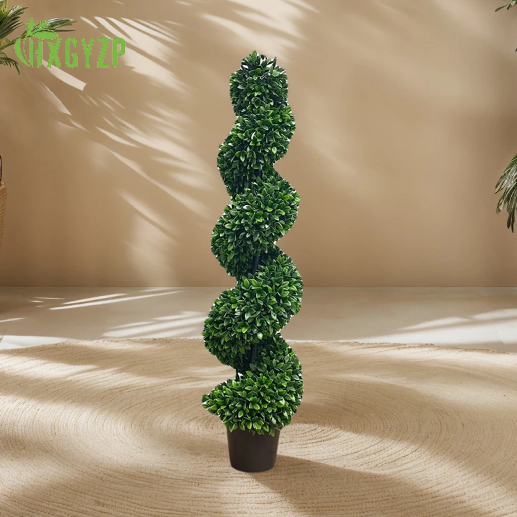 HXGYZP Artificial Plant Large Snake Spiral Pepper Leaf Potted Black Plastic Flowerpot Home Decoration Garden Porch Outdoor Tree