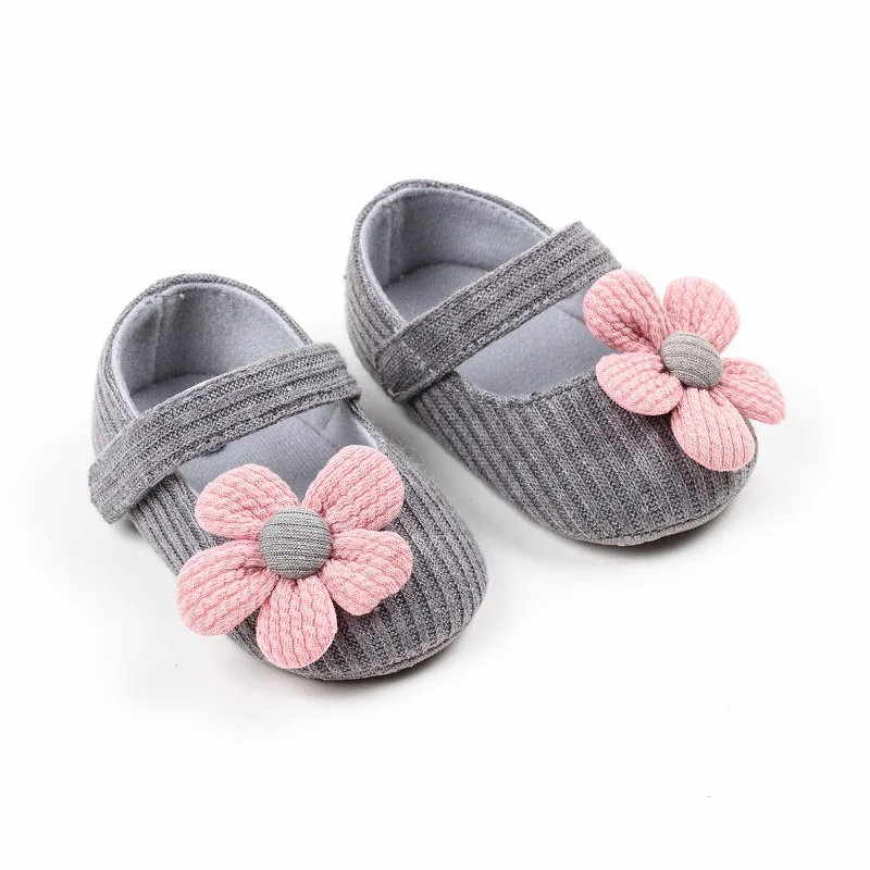 Zapatos de princesa para niñas, zapatos de bebé con lazo de flores, antideslizantes, transpirables, de lona, Shoes1-3 años