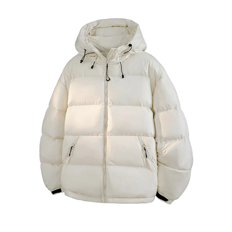 

Мужские пуховые пальто с капюшоном, однотонные свободные новые белые пуховики с капюшоном на утином пуху, пуховики, женская верхняя одежда, осенне-зимние парки для пар